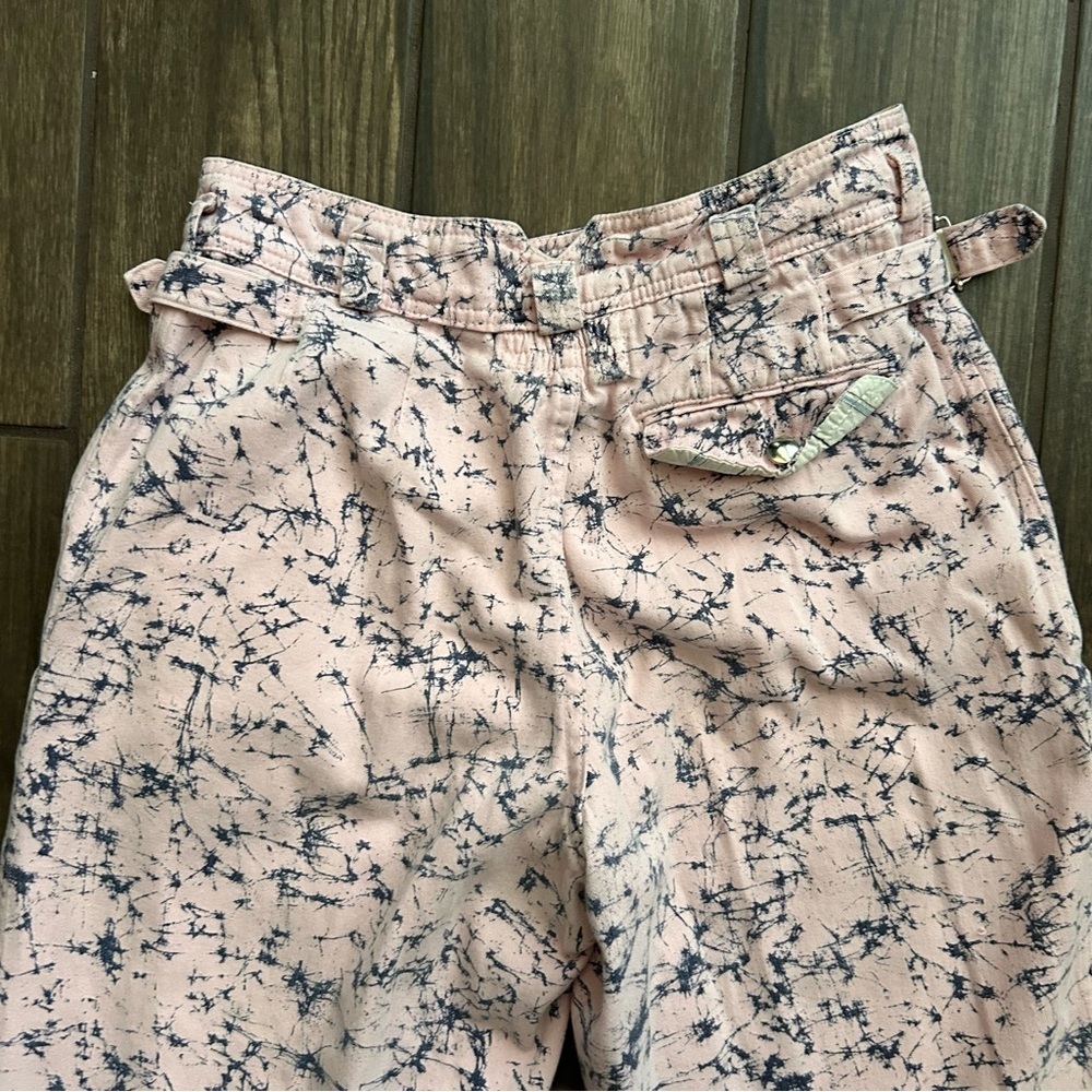 VTG Et Vous Paint Splatter Wide Leg Crop Pants in Pink Sz 38 EURO/Sz 8 US - Picture 6 of 8